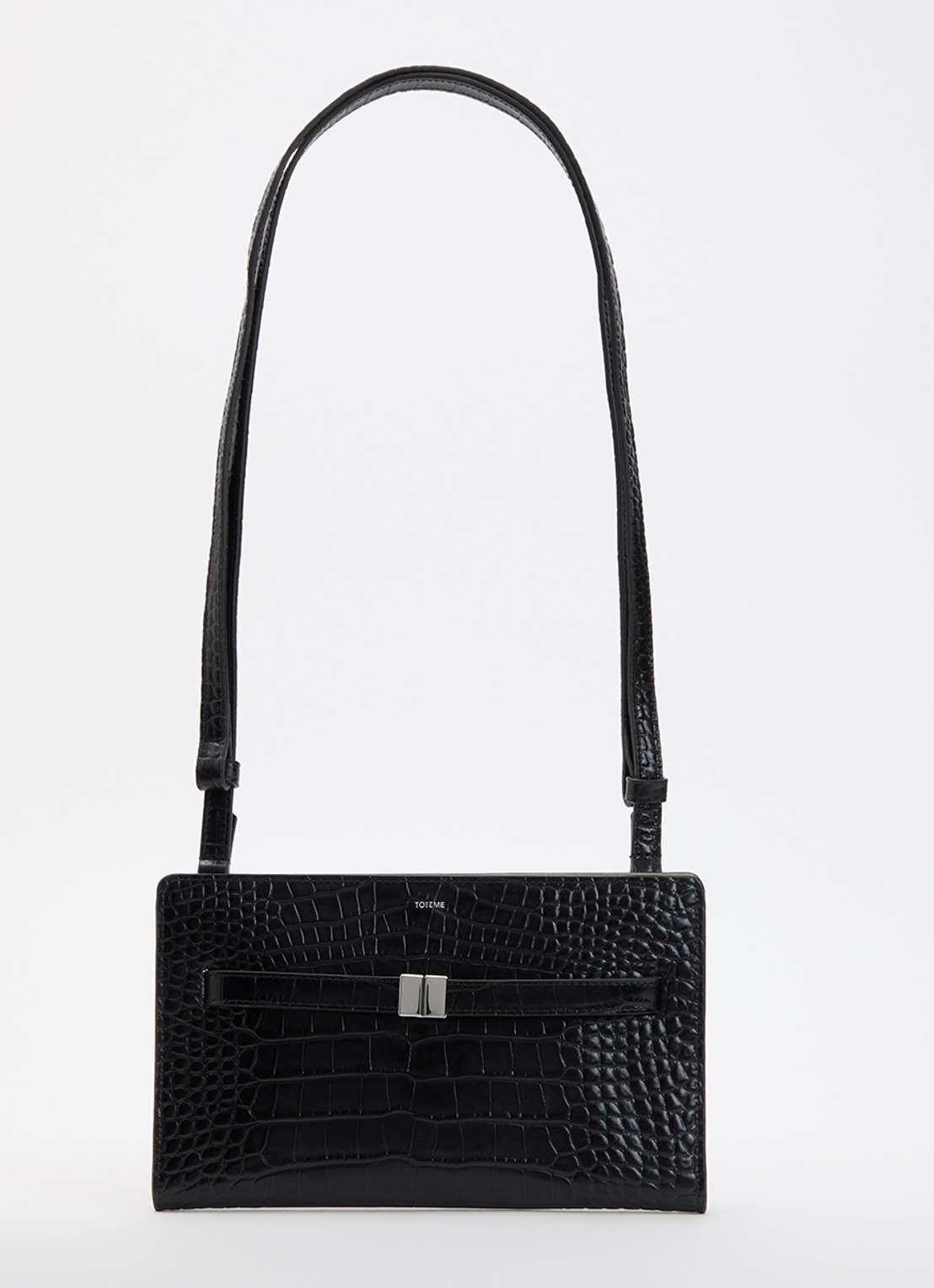 TOTEME Crossbody tas van kalfsleer en cocostructuur - voorkant 6 zwart