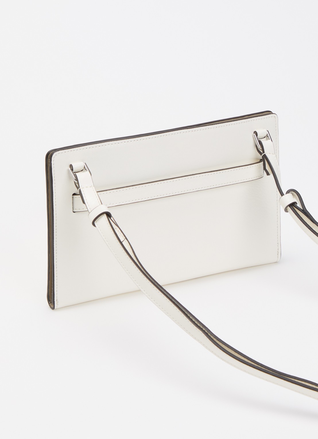 TOTEME Crossbody tas van kalfsleer en logo - achterkant 7 gebroken wit