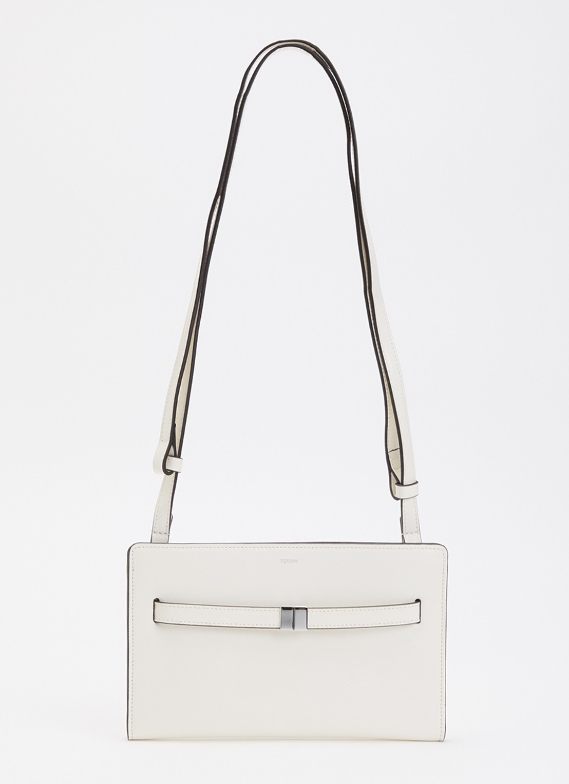 TOTEME Crossbody tas van kalfsleer en logo - voorkant 5 gebroken wit