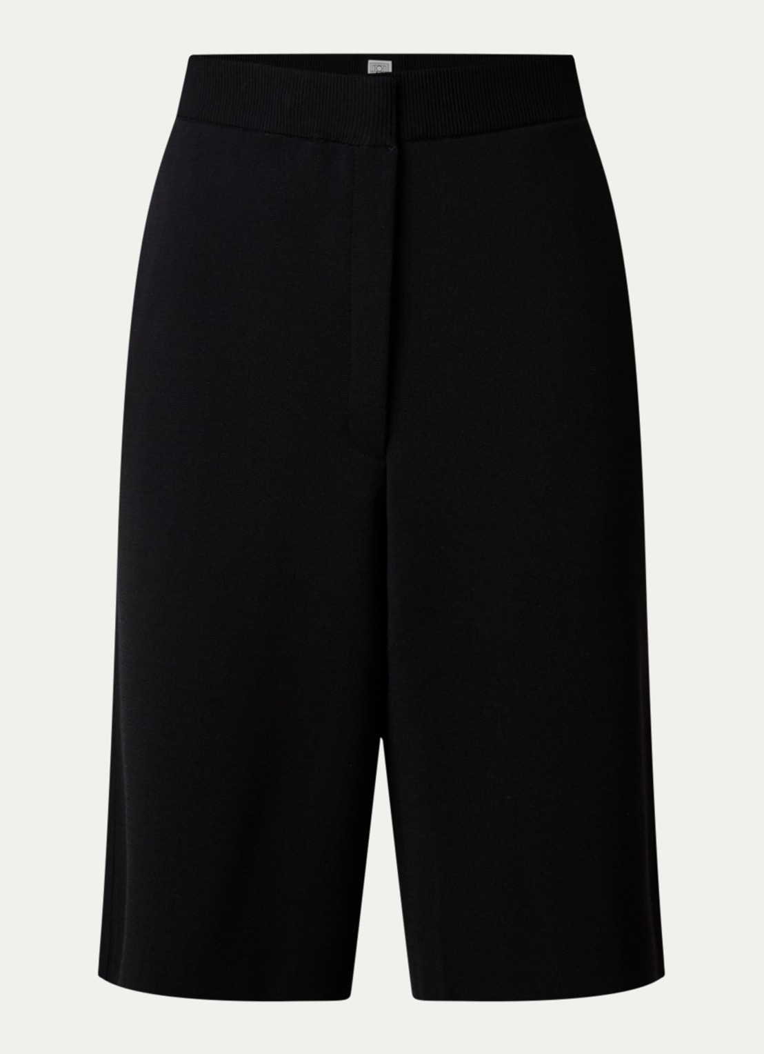 TOTEME Fijngebreide high waist regular fit korte broek met elastische band - voorkant 4 zwart