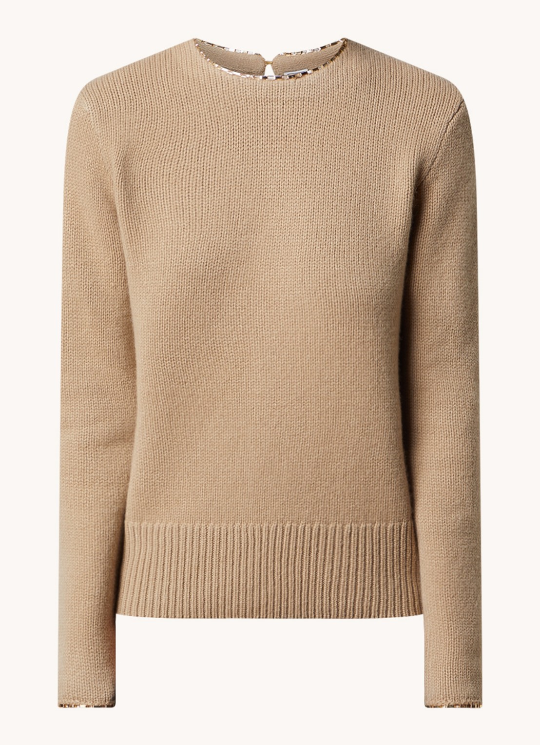 TOTEME Fijngebreide trui in kasjmierblend met kettingdetail - voorkant beige