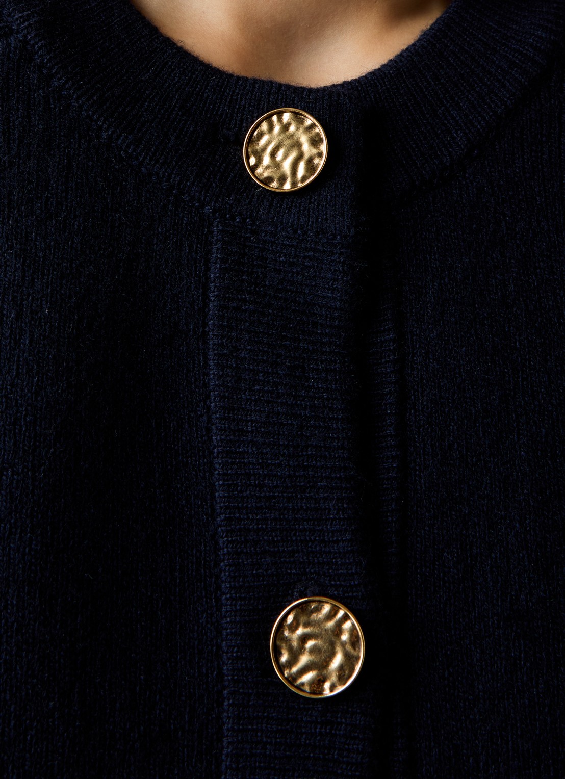 TOTEME Grofgebreid vest in wolblend met opgestikte zakken - detail 3 donkerblauw