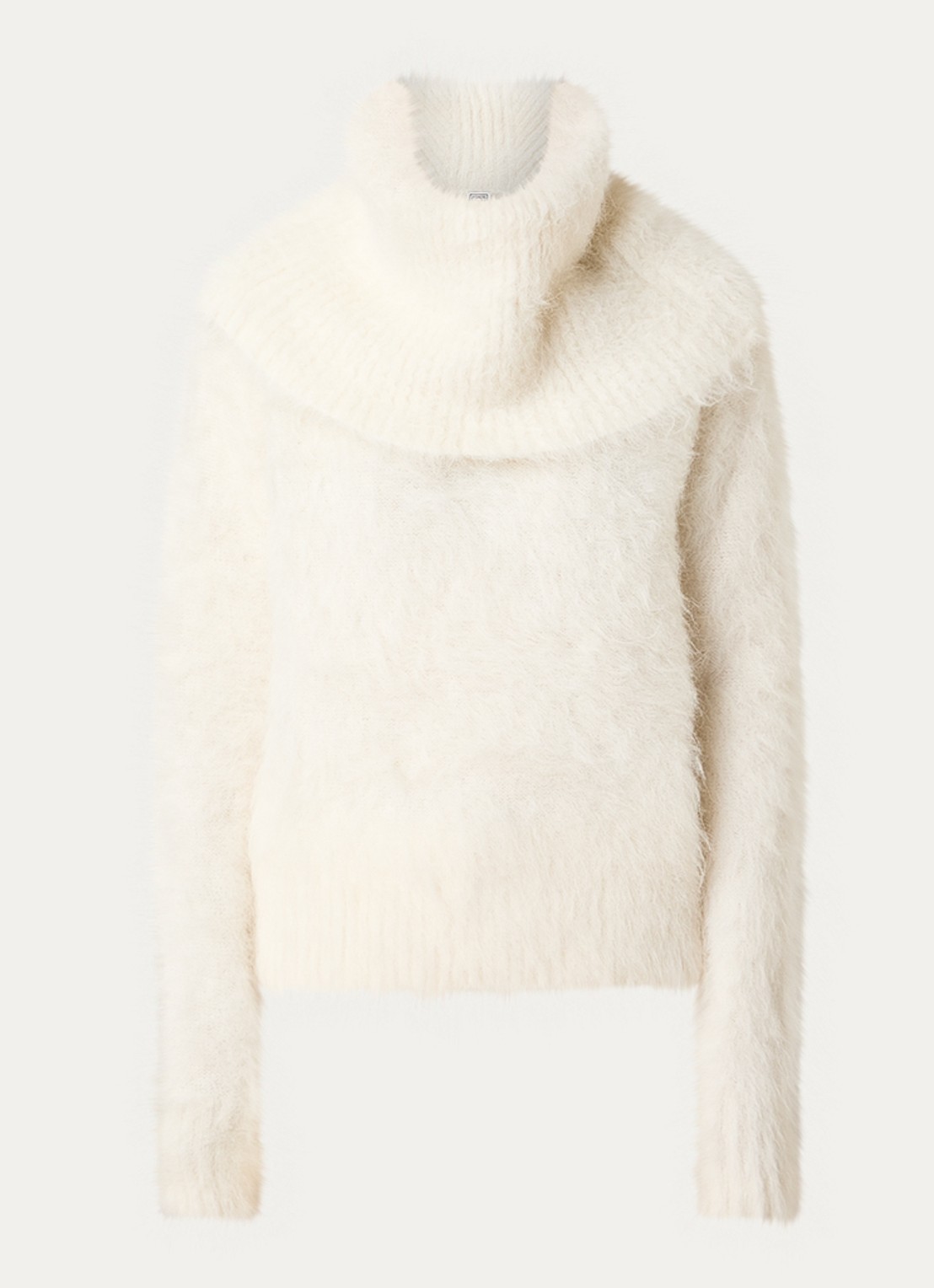 TOTEME Grofgebreide trui in alpaca wolblend met opstaande kraag - voorkant 4 wit