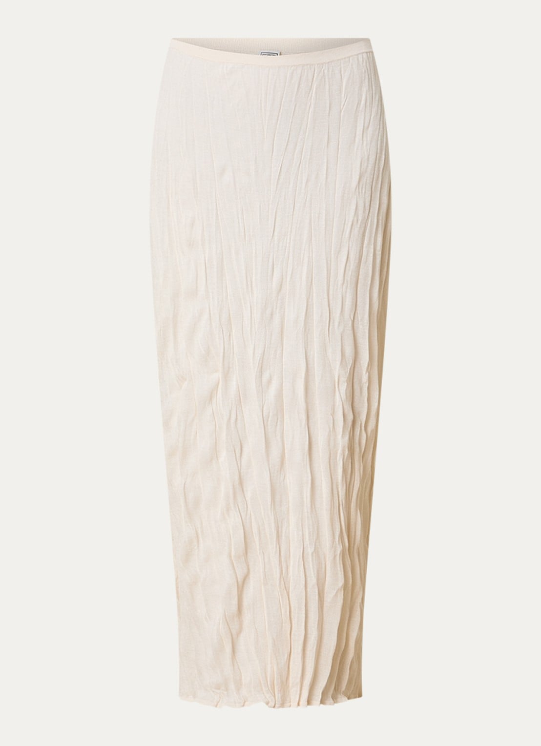 TOTEME High waist midi rok met plooien - voorkant vanillegeel