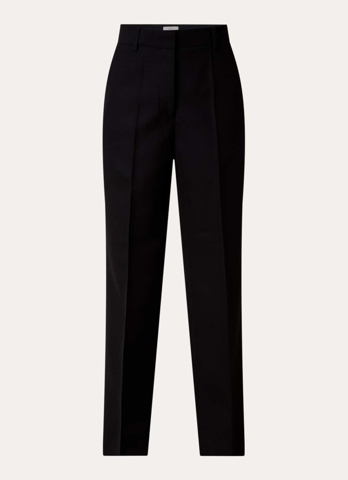 TOTEME High waist straight fit pantalon in wolblend met persplooi - voorkant zwart