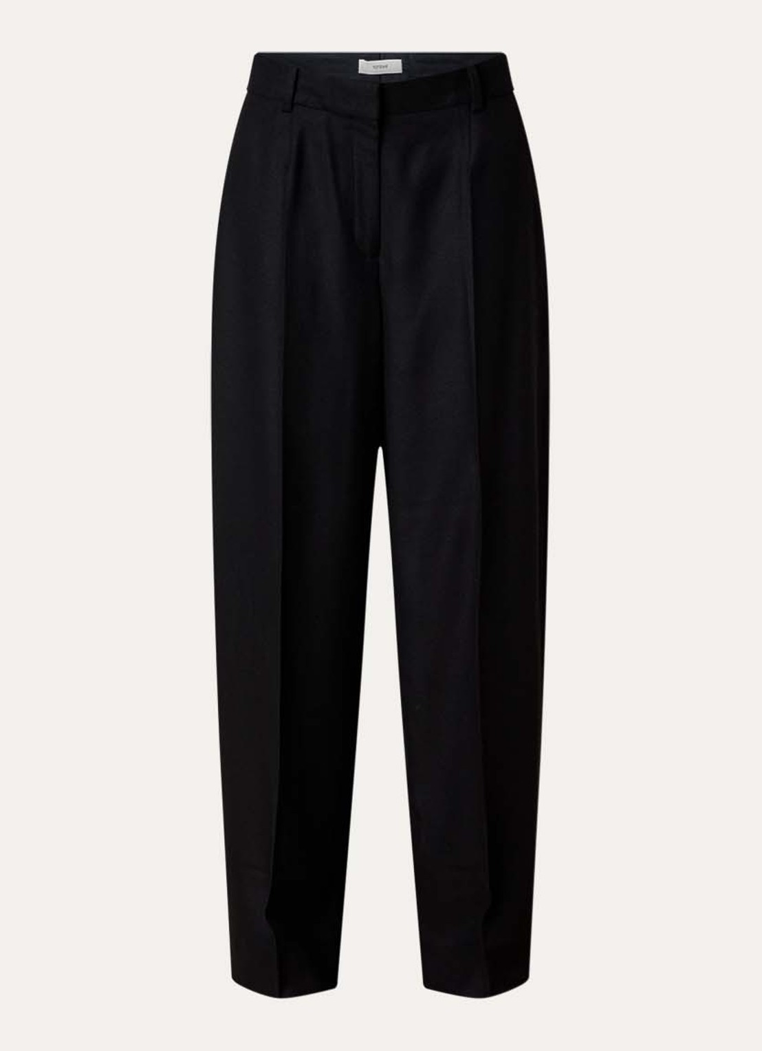 TOTEME High waist wide fit pantalon van wol met steekzakken - voorkant zwart
