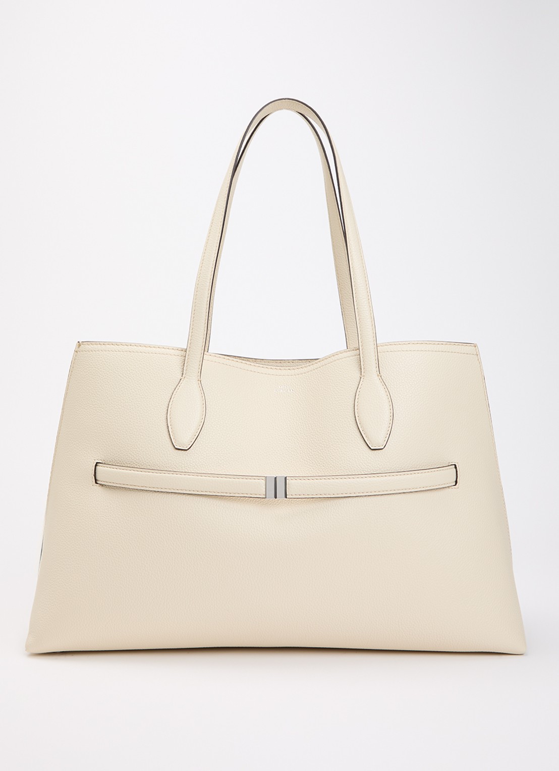 TOTEME Lounge schoudertas van leer - voorkant 6 creme