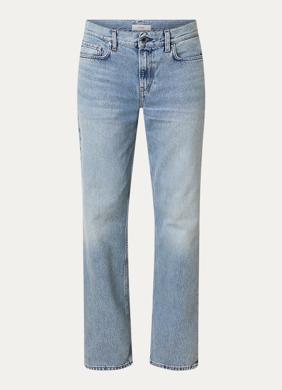 TOTEME Low waist straight leg jeans met lichte wassing - voorkant 5 indigo