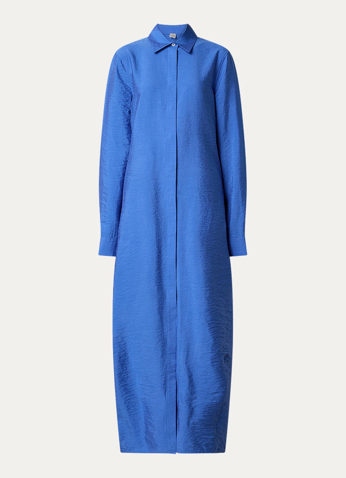 TOTEME Maxi blousejurk in zijdeblend met steekzakken - voorkant kobaltblauw