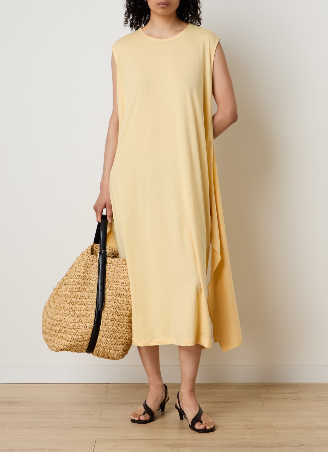TOTEME Maxi jurk met geknoopt detail van jersey - detail gebroken wit
