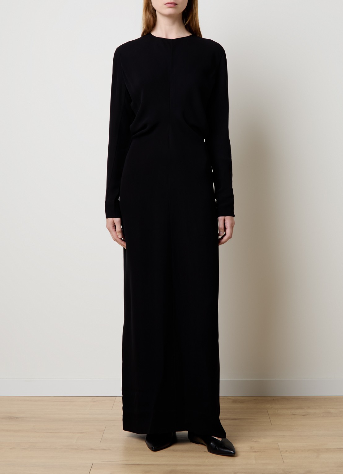 TOTEME Maxi jurk met ronde hals - detail 3 zwart