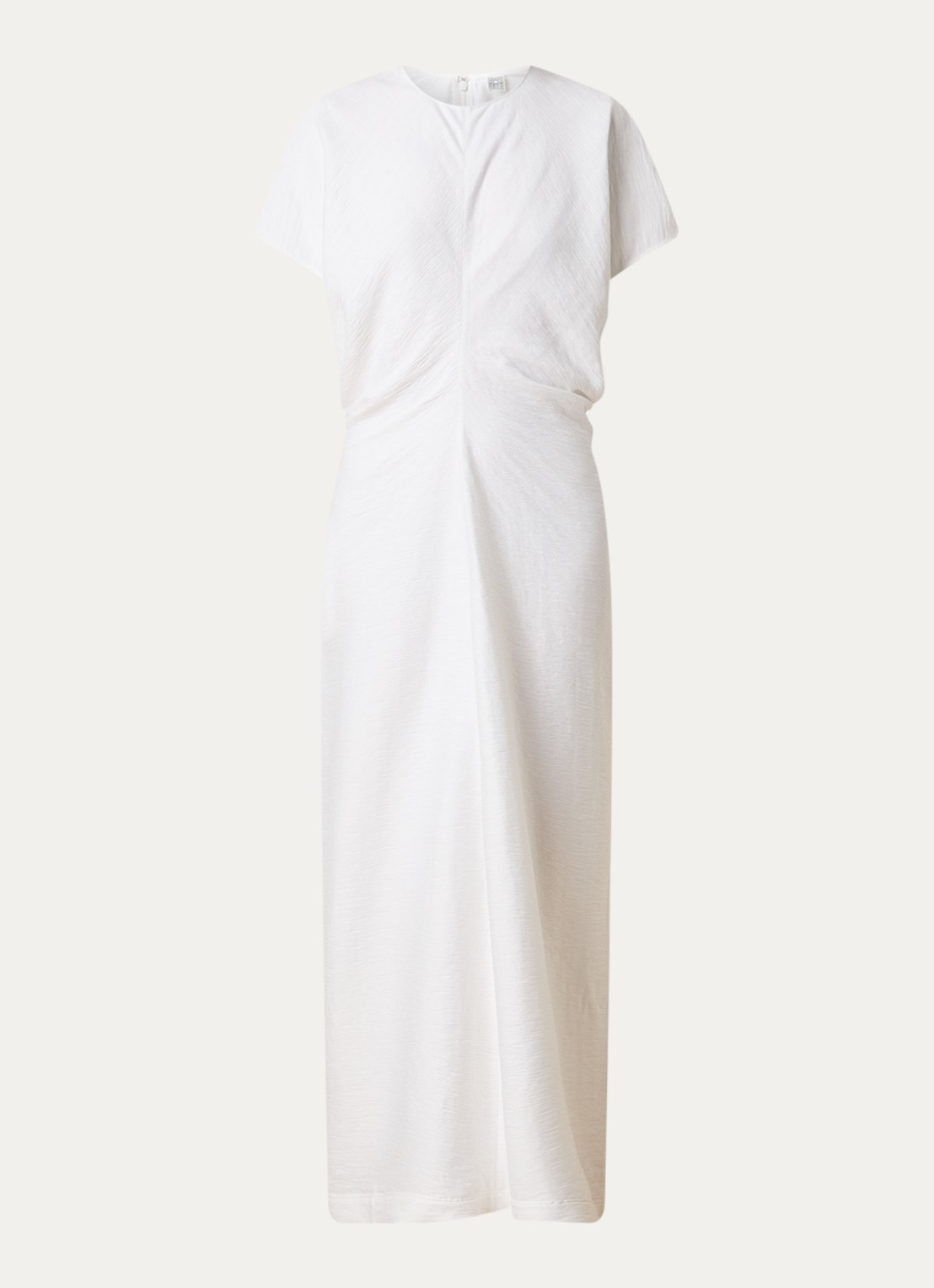 TOTEME Maxi jurk met structuur en gedrapeerd detail - voorkant 2 gebroken wit