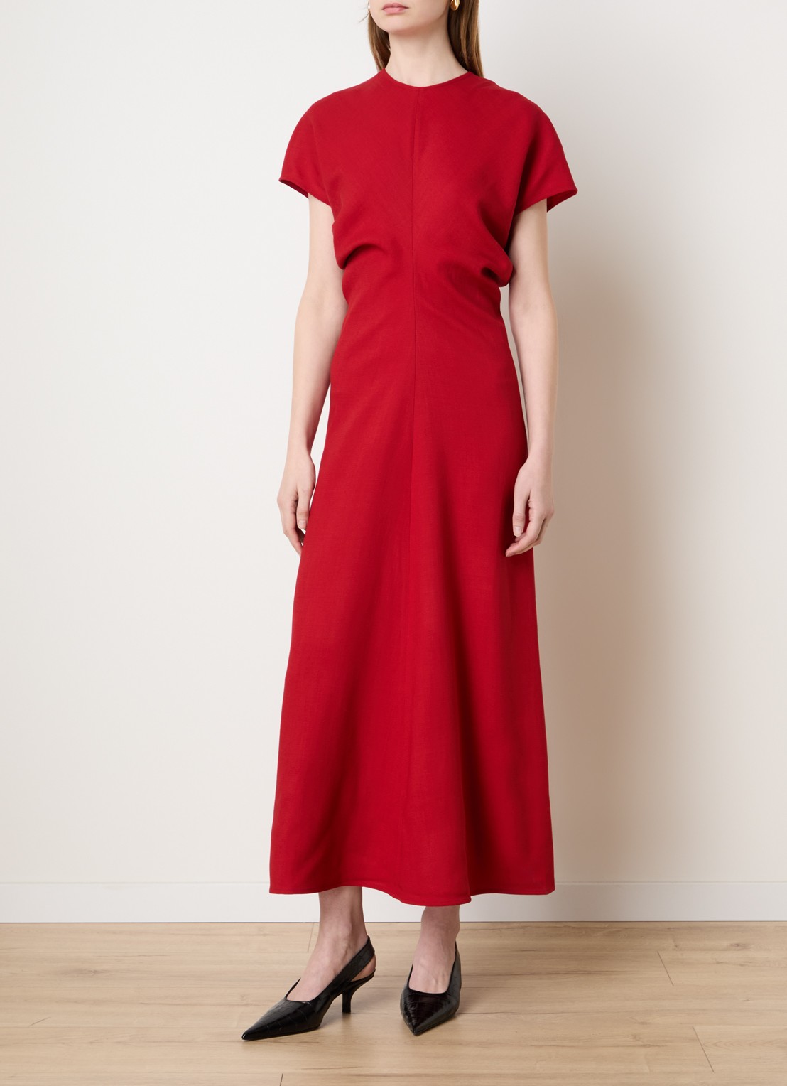 TOTEME Maxi jurk van wol - detail 4 rood
