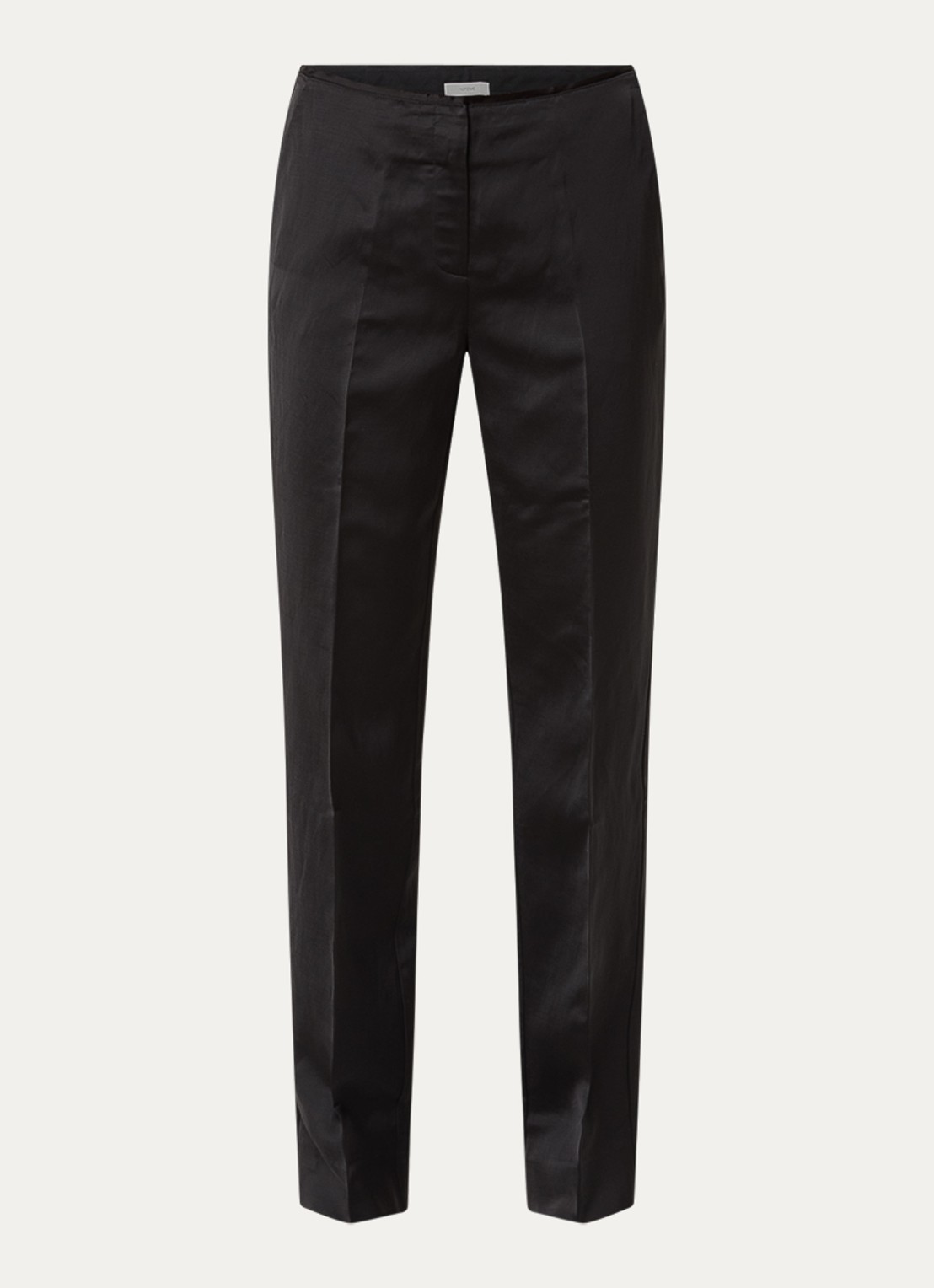 TOTEME Mid waist straight fit pantalon in linnenblend - voorkant 4 zwart