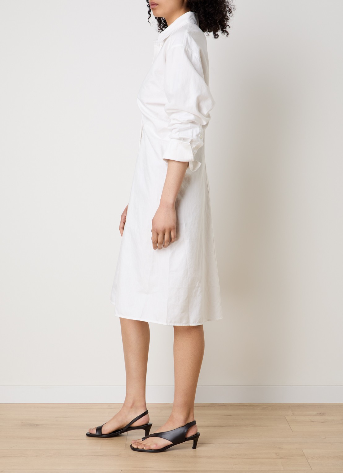 TOTEME Midi blousejurk in linnenblend - voorkant 4 gebroken wit