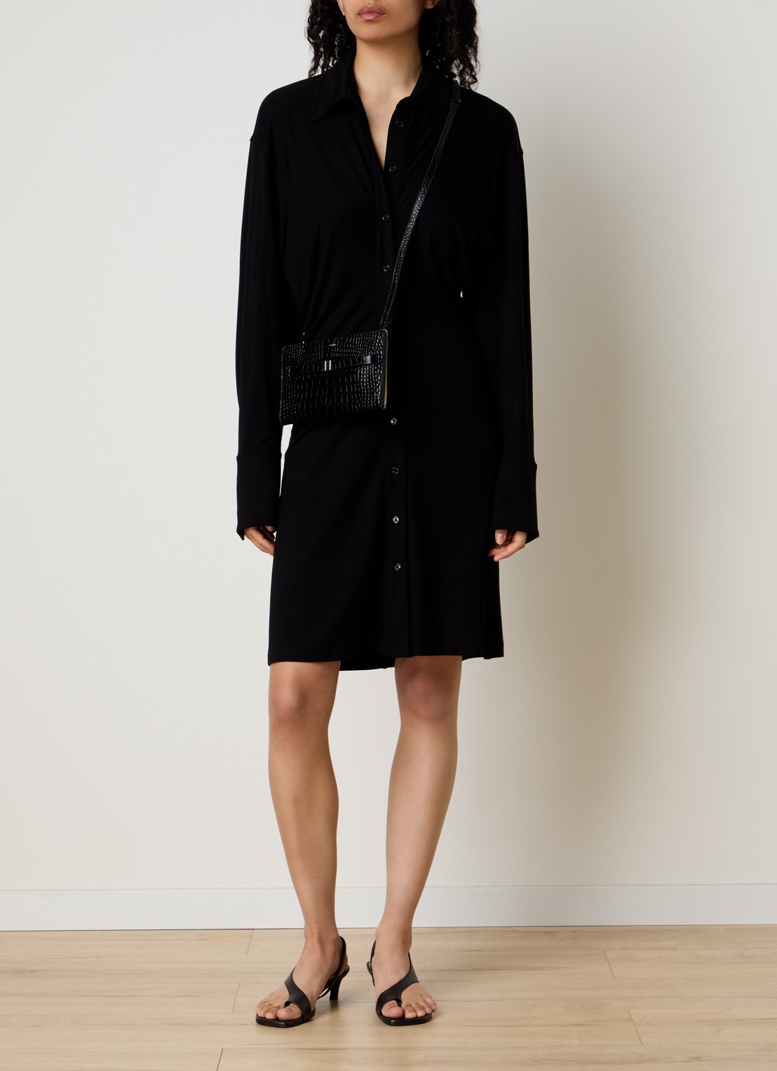 TOTEME Midi blousejurk van jersey - voorkant 2 zwart