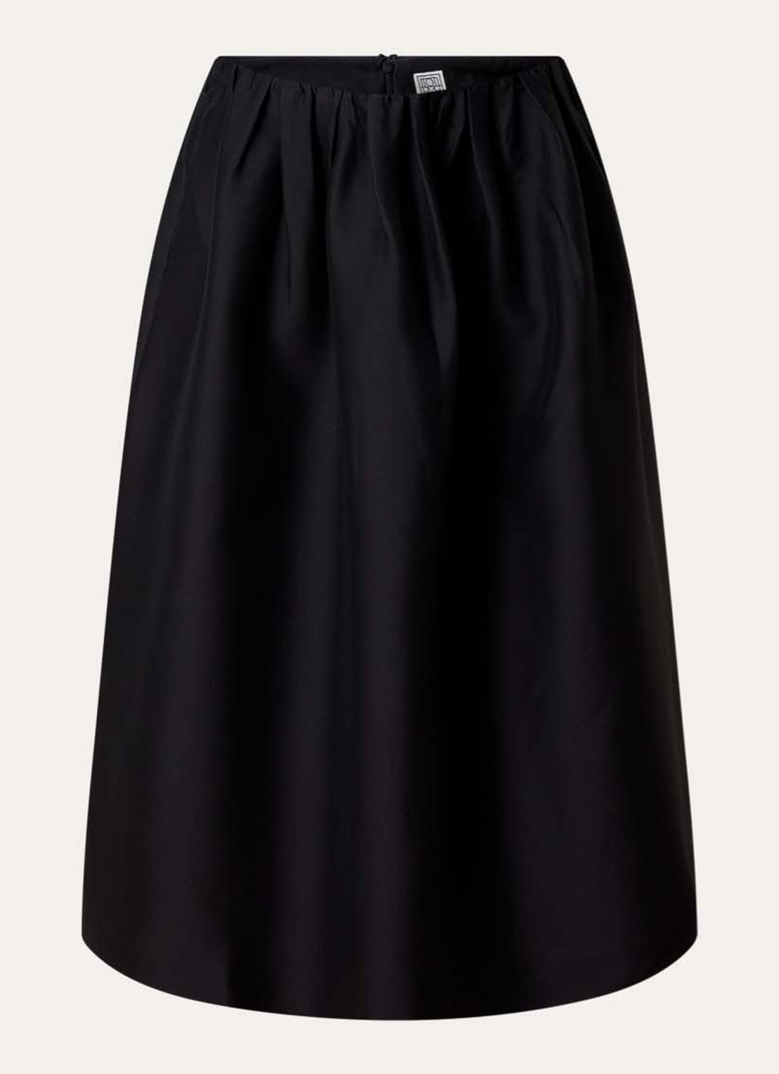 TOTEME Midi rok in zijdeblend met steekzakken - voorkant 2 zwart