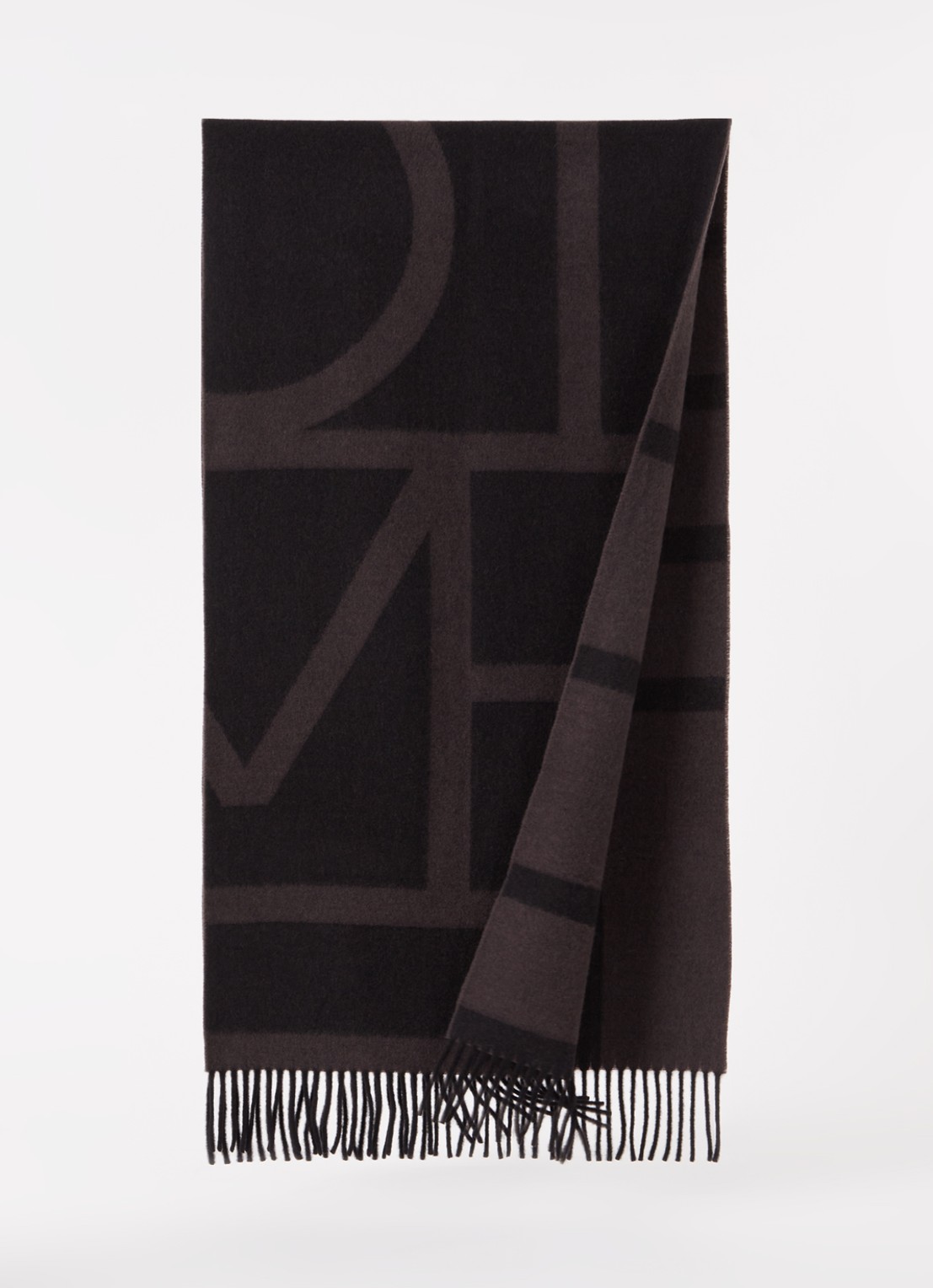 TOTEME Monogram sjaal van wol 200 x 50 cm - voorkant 2 antraciet