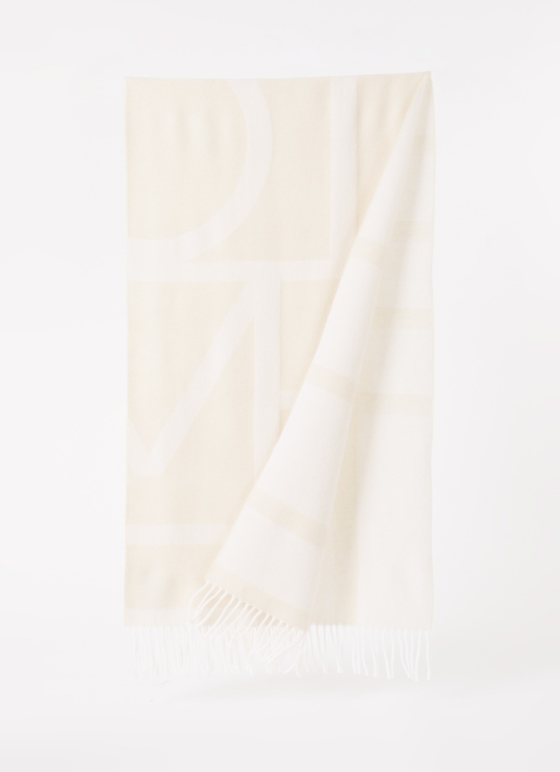 TOTEME Monogram sjaal van wol 200 x 50 cm - voorkant 2 ivoor