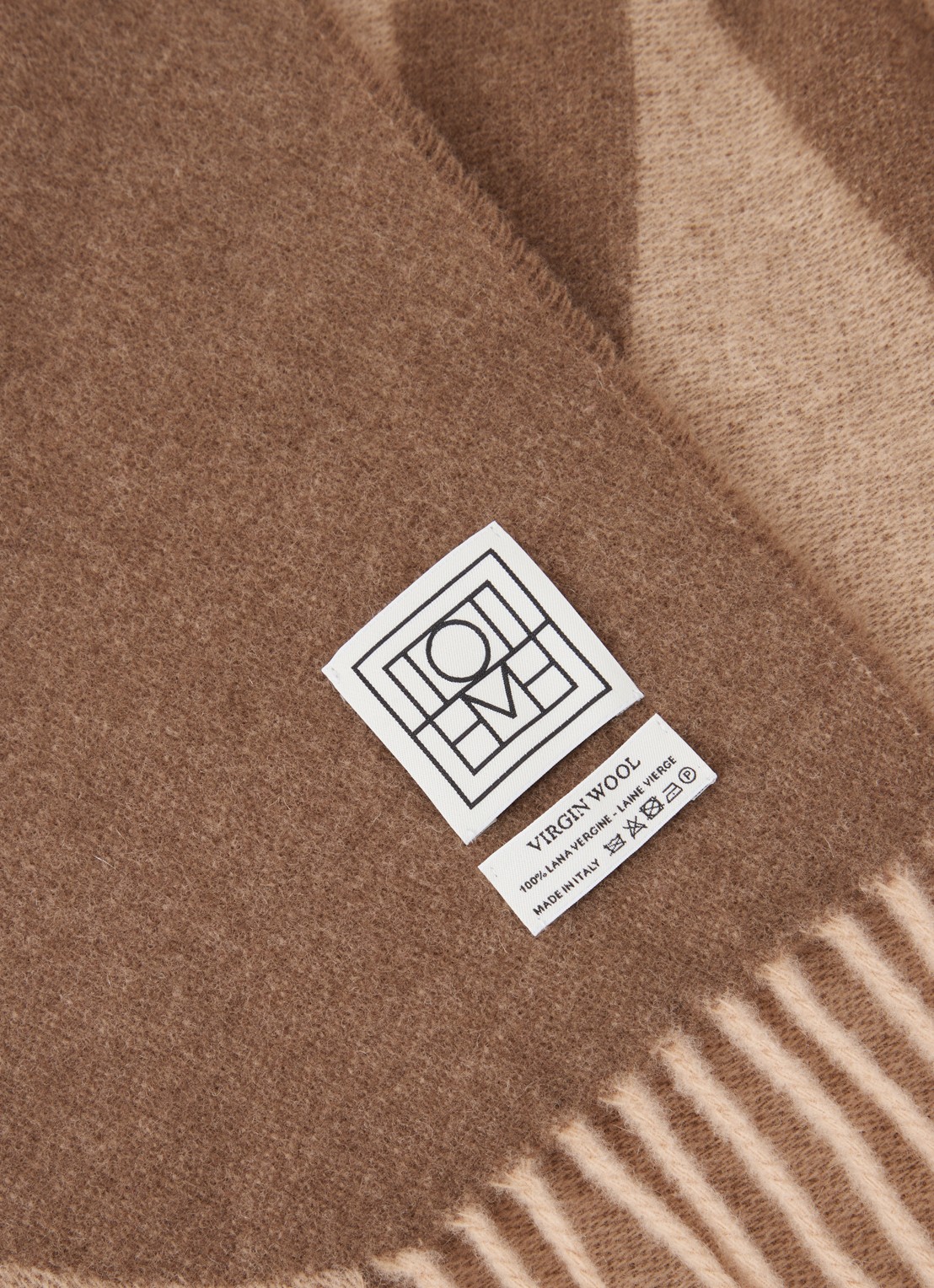 TOTEME Monogram sjaal van wol 200 x 50 cm - detail 3 lichtbruin