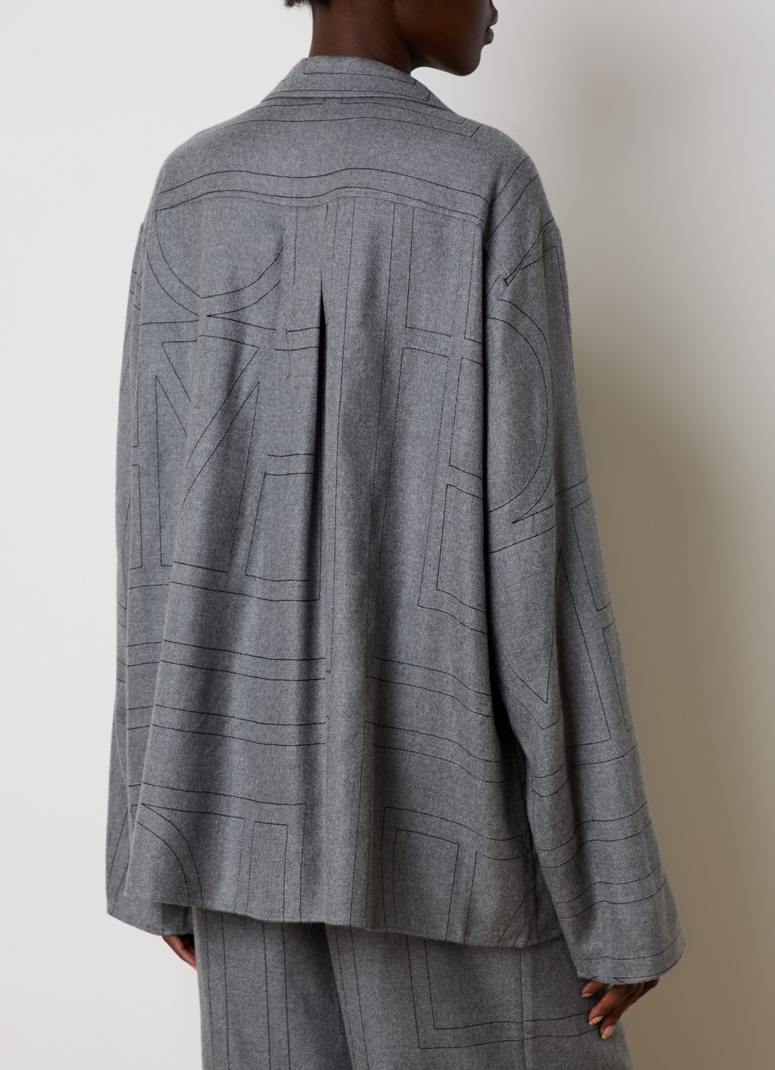 TOTEME Oversized blouse met logoborduring - achterkant 5 grijs