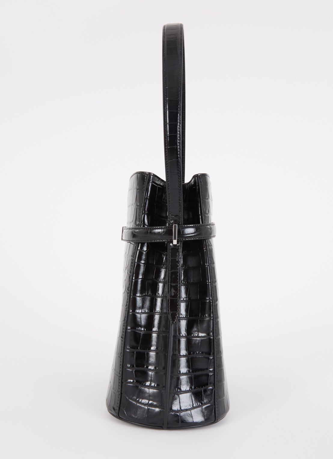 TOTEME Schoudertas van leer met crocostructuur - detail 3 zwart