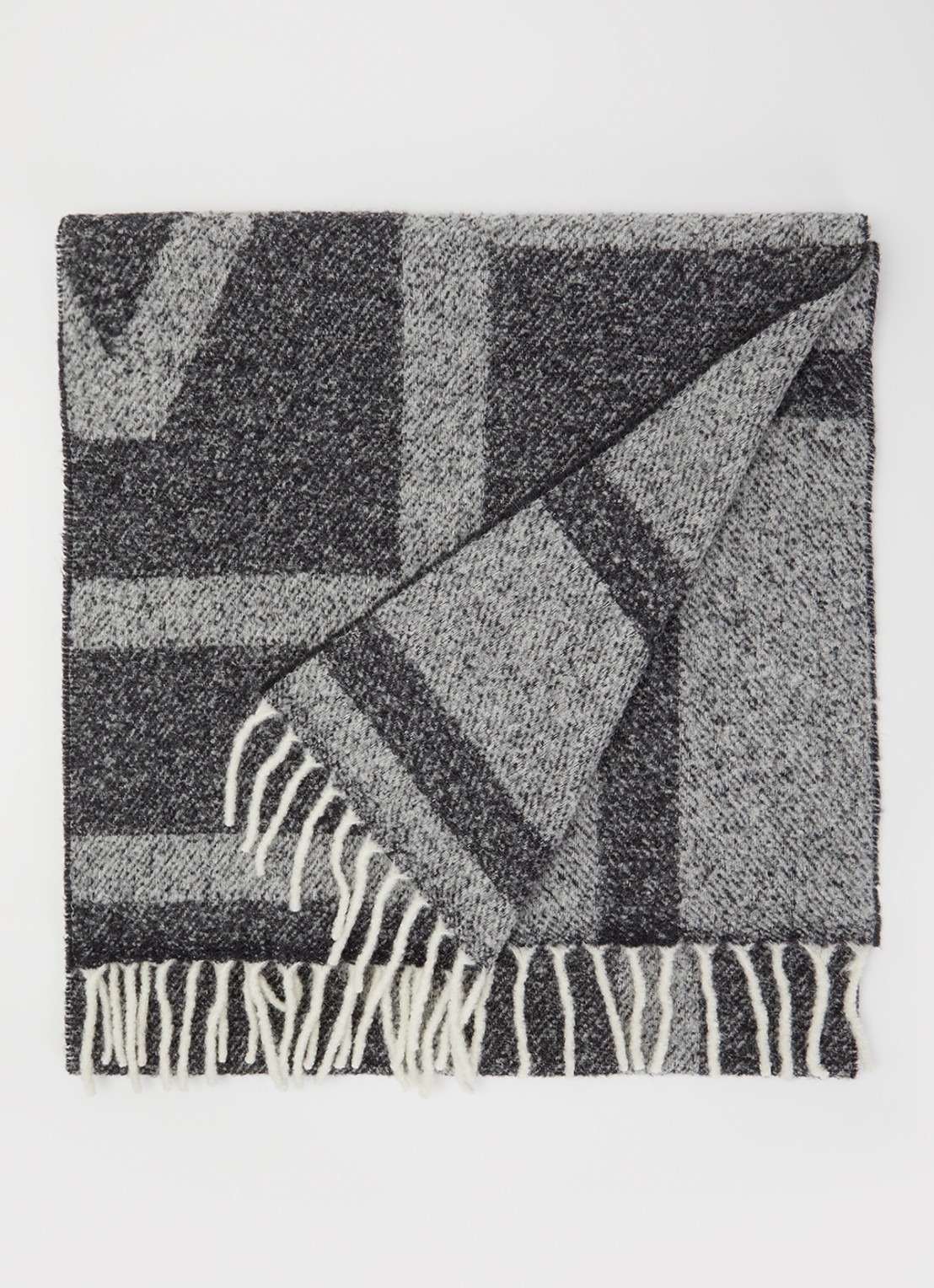 TOTEME Sjaal van zijde met streepprint 55 x 55 cm - voorkant donkergrijs