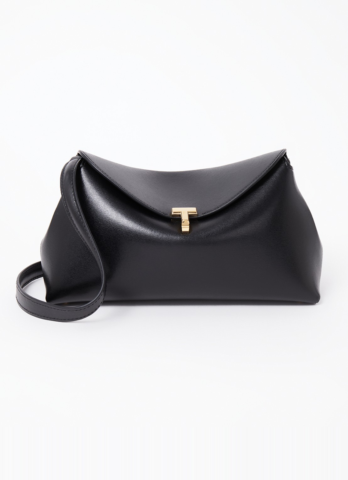 TOTEME T-Lock clutch van leer - voorkant zwart