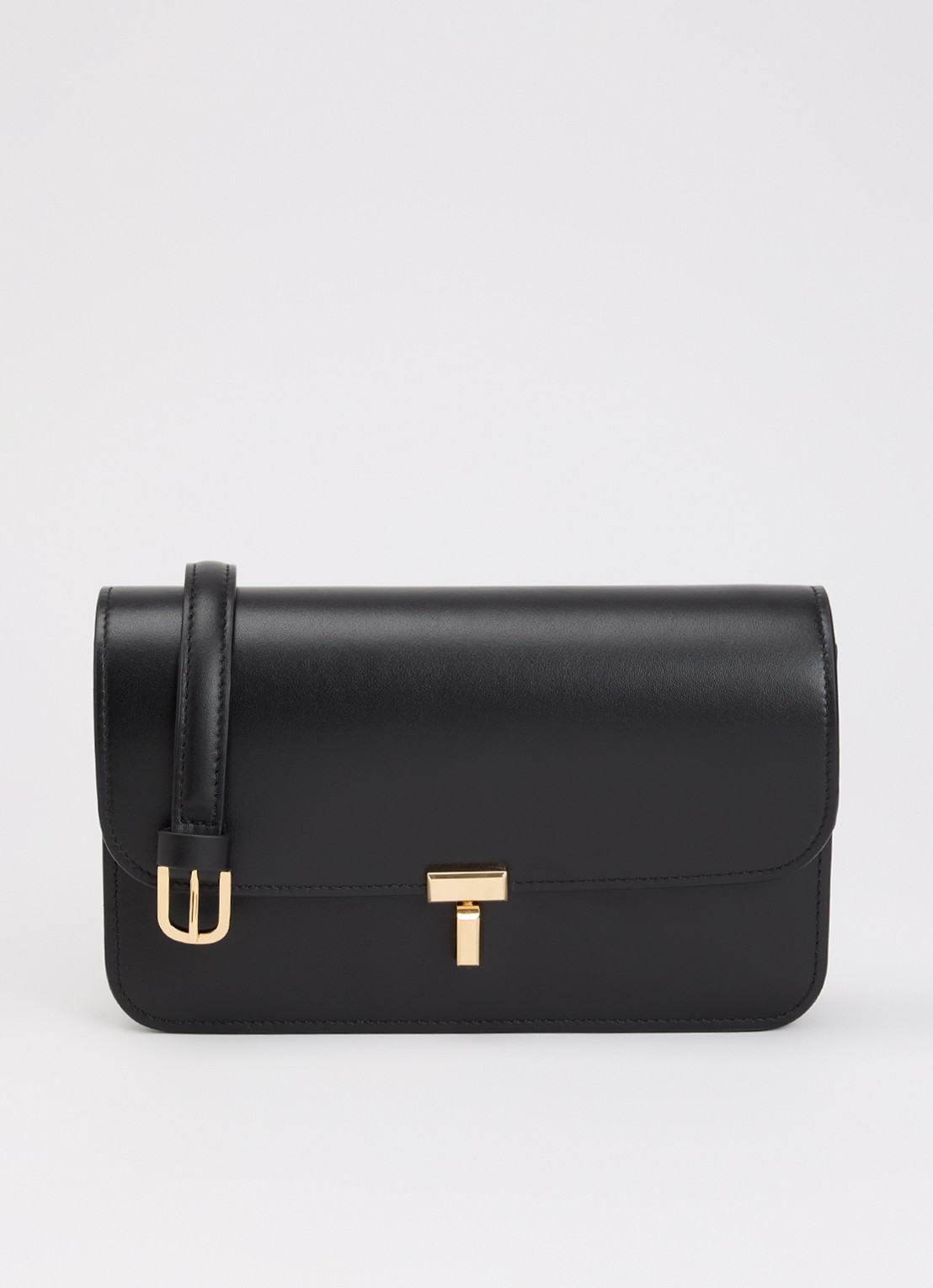 TOTEME T-Lock crossbodytas van leer  - voorkant 5 zwart