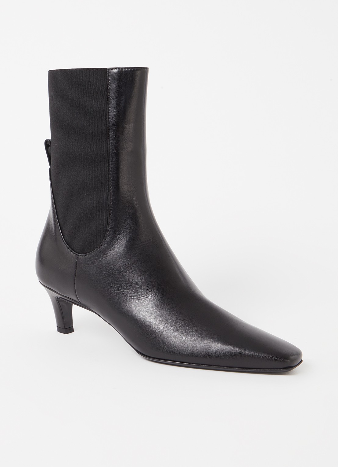 TOTEME The Mid Heel enkellaarsje van leer - voorkant 4 zwart