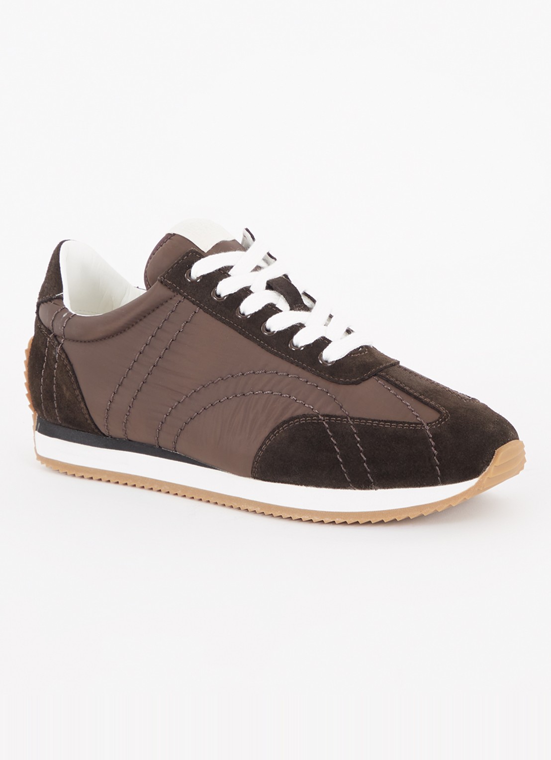 TOTEME The Sport Sneaker met suède details - voorkant donkerbruin