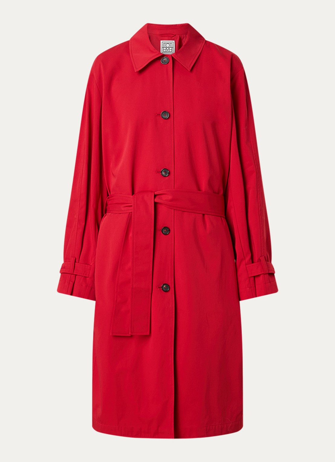 TOTEME Trenchcoat met steekzakken en strikceintuur - voorkant 5 rood