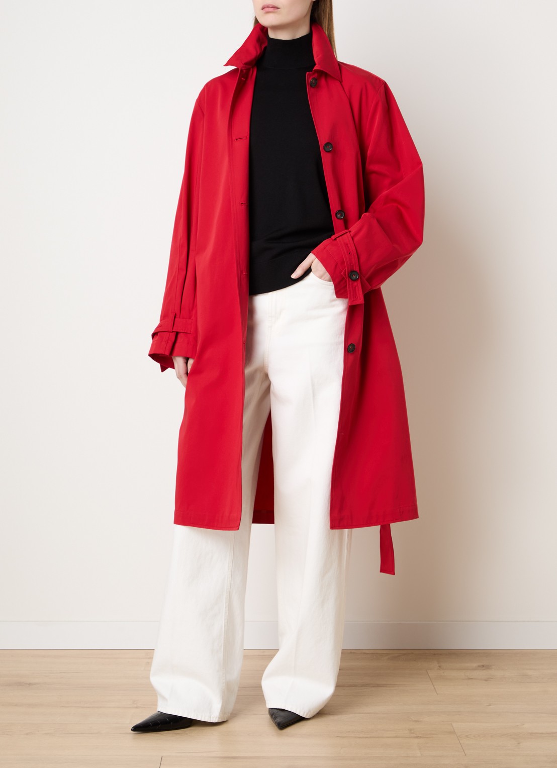 TOTEME Trenchcoat met steekzakken en strikceintuur - voorkant 6 rood