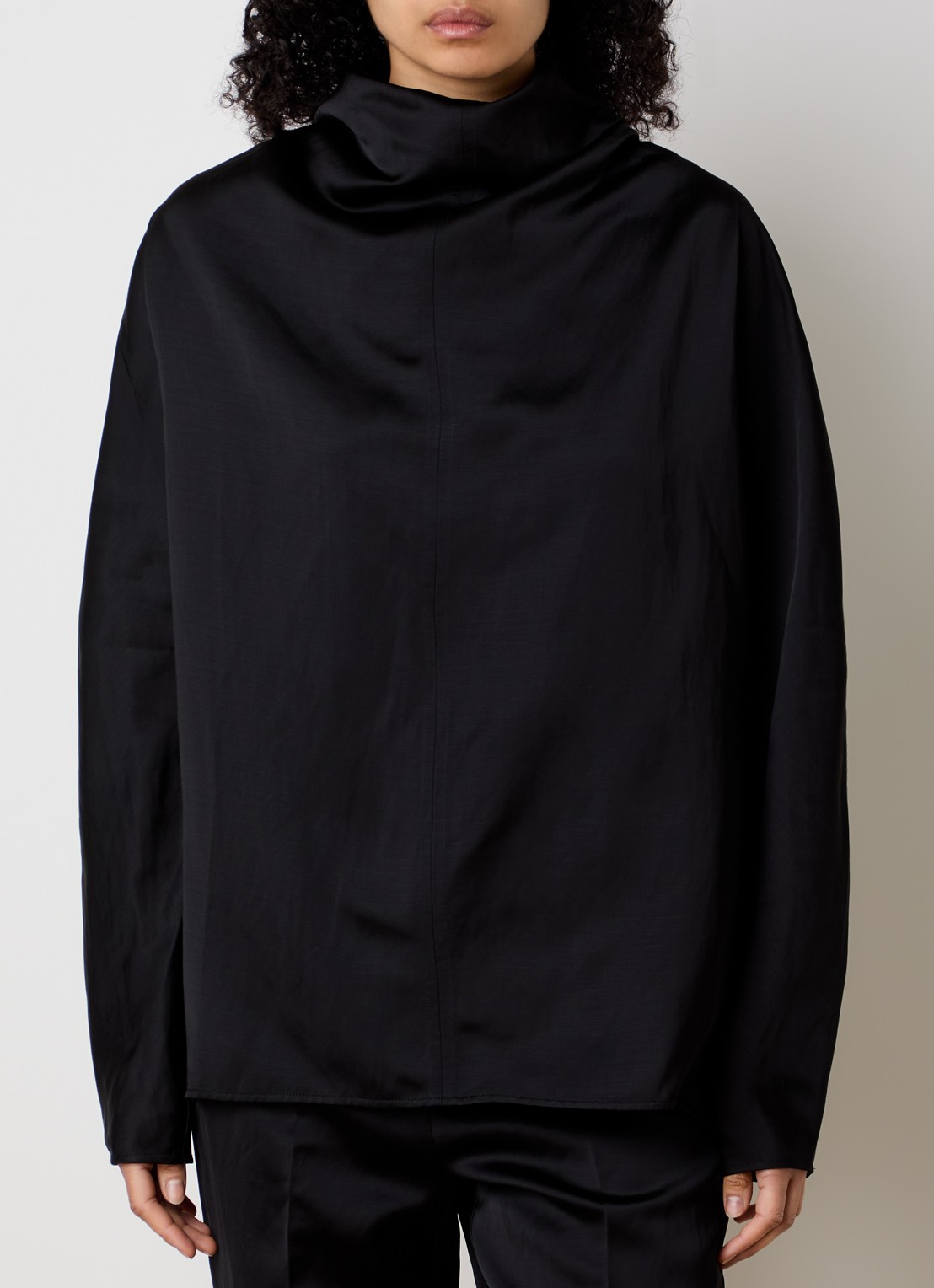 TOTEME Tuniek in linnenblend met sjaalkraag - achterkant zwart