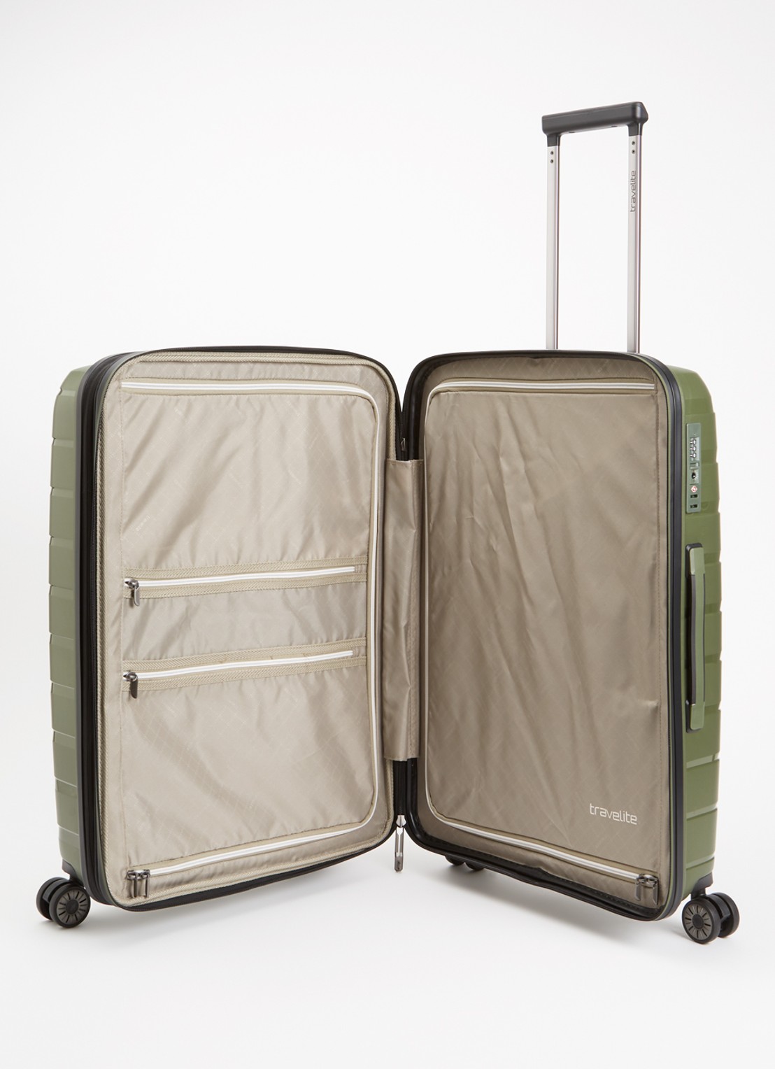 Travelite Air Base M vergrootbare spinner 67 cm - voorkant 4 bronsgroen