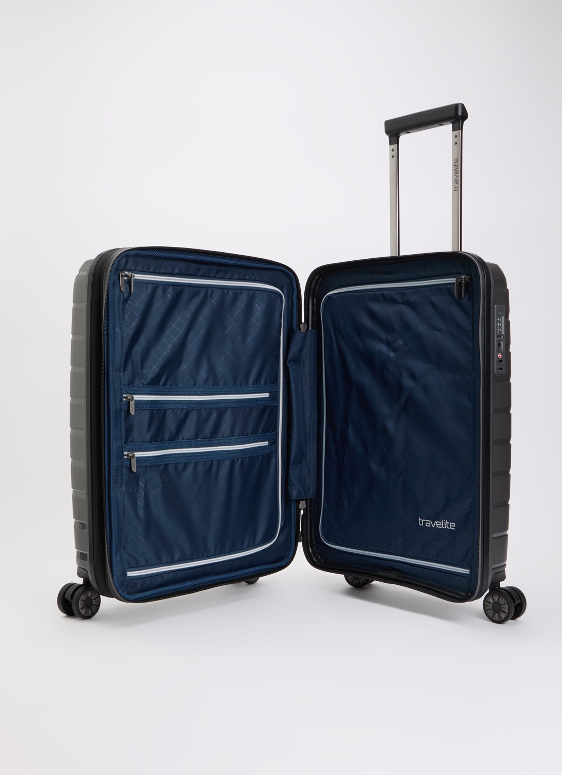 Travelite Air Base S vergrootbare spinner 55 cm - voorkant 6 donkergrijs