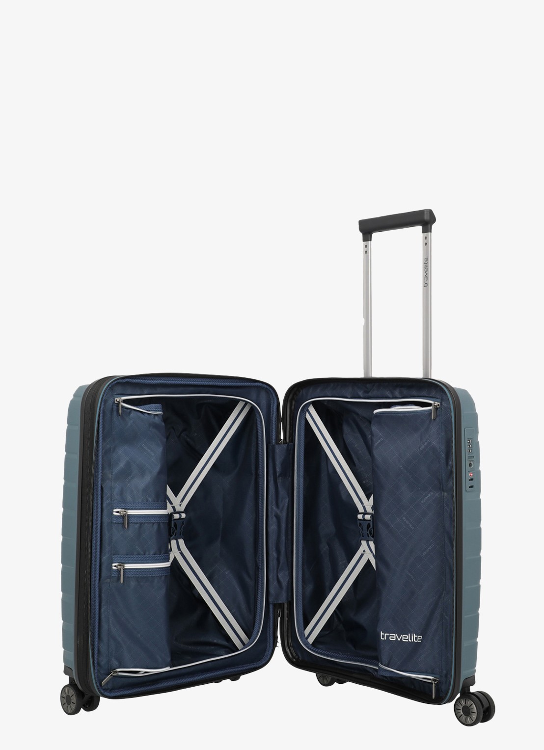 Travelite Air Base S vergrootbare spinner 55 cm - voorkant 5 donkerblauw