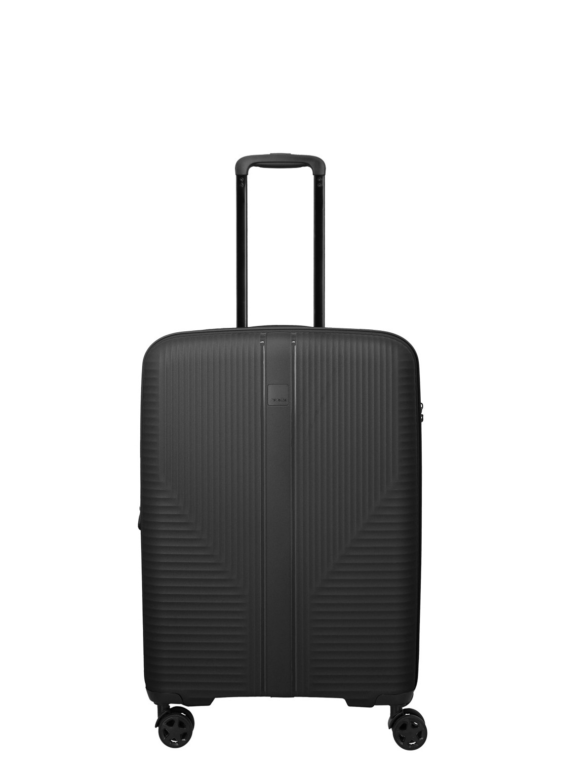 Travelite Air Stripe vergrootbare spinner 66 cm - voorkant zwart