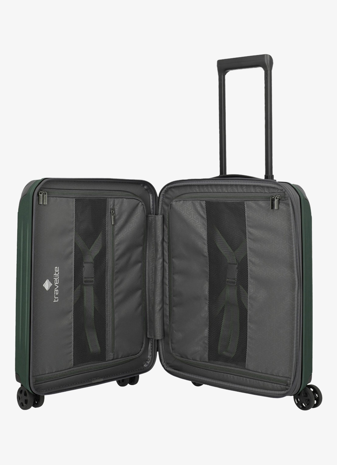 Travelite Dynamiic S vergrootbare spinner 55 cm - voorkant 2 groen
