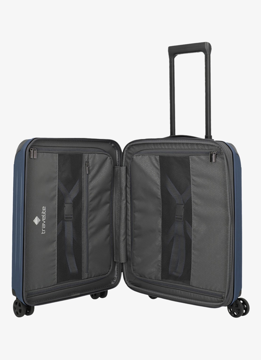 Travelite Dynamiic S vergrootbare spinner 55 cm - voorkant 2 donkerblauw