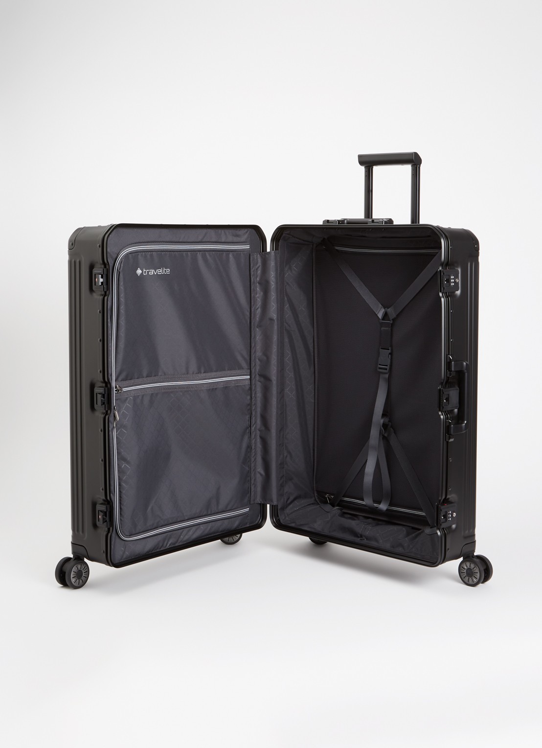 Travelite Next L spinner 77 cm - voorkant 2 zwart