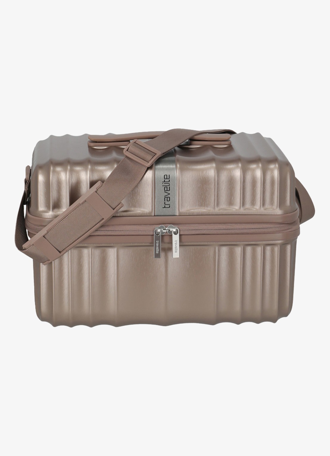 Travelite Paros beautycase met afneembare schouderriem - voorkant oudroze