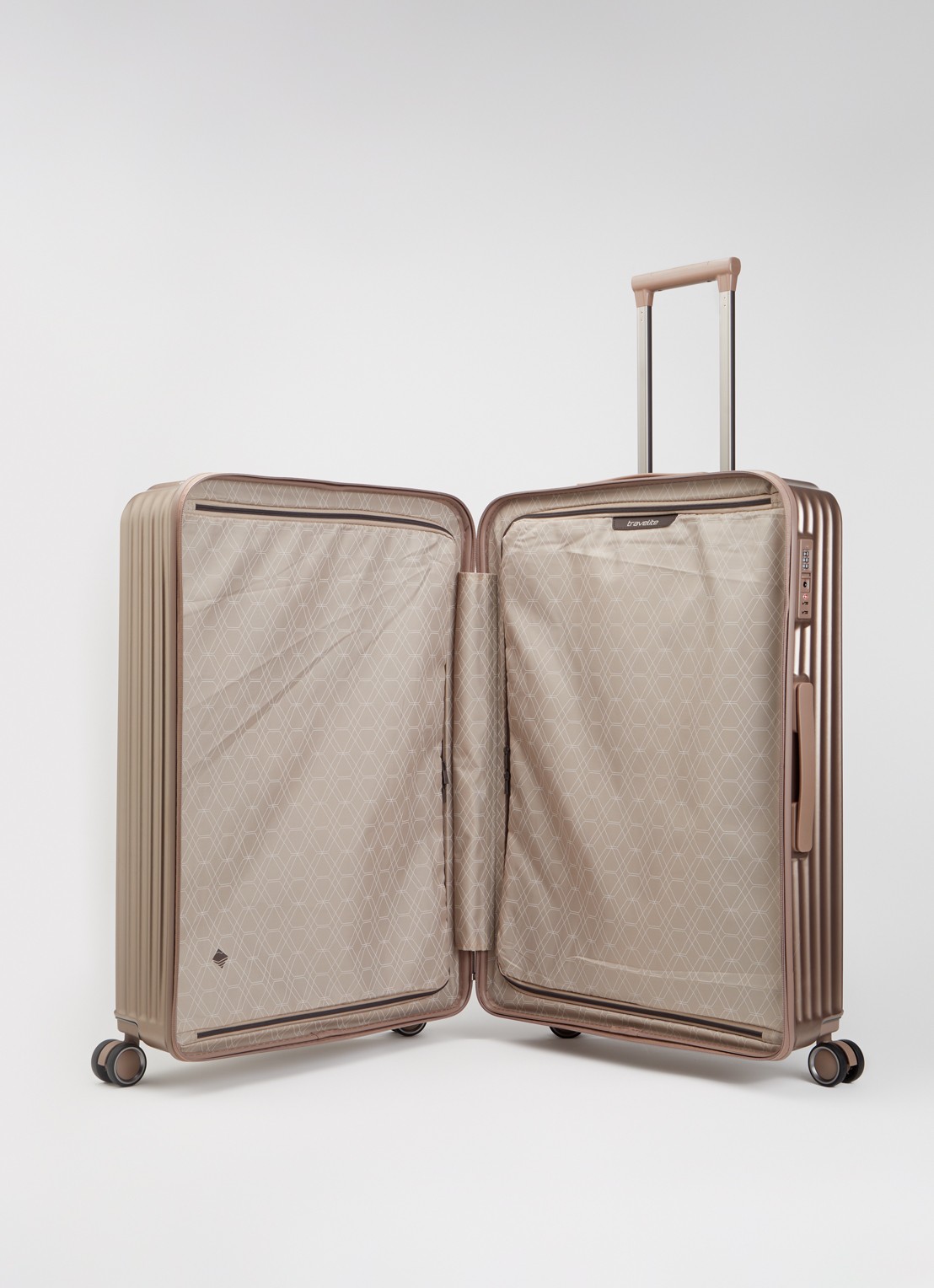 Travelite Paros vergrootbare spinner L 76 cm - voorkant 4 oudroze
