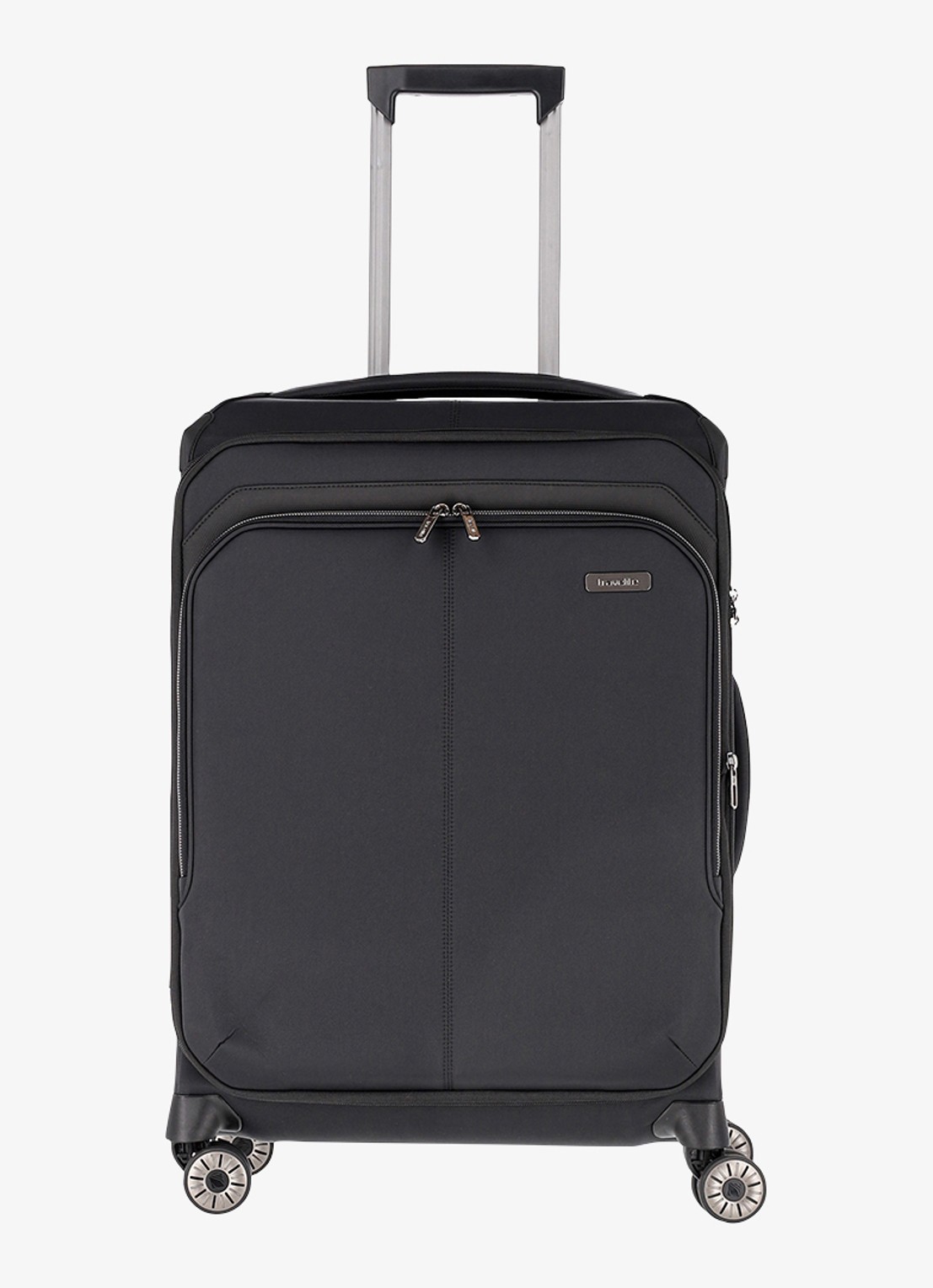 Travelite Priima vergrootbare spinner M 68 cm - voorkant 2 zwart