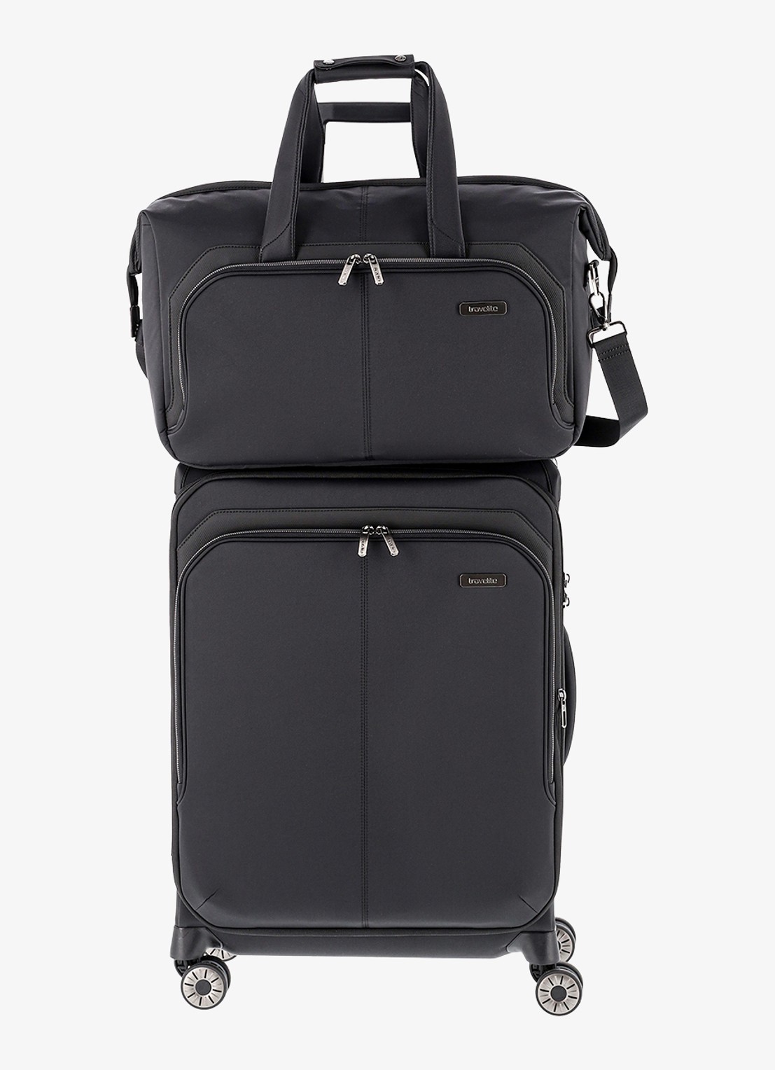 Travelite Priima weekendtas met afneembare schouderriem - voorkant 7 zwart