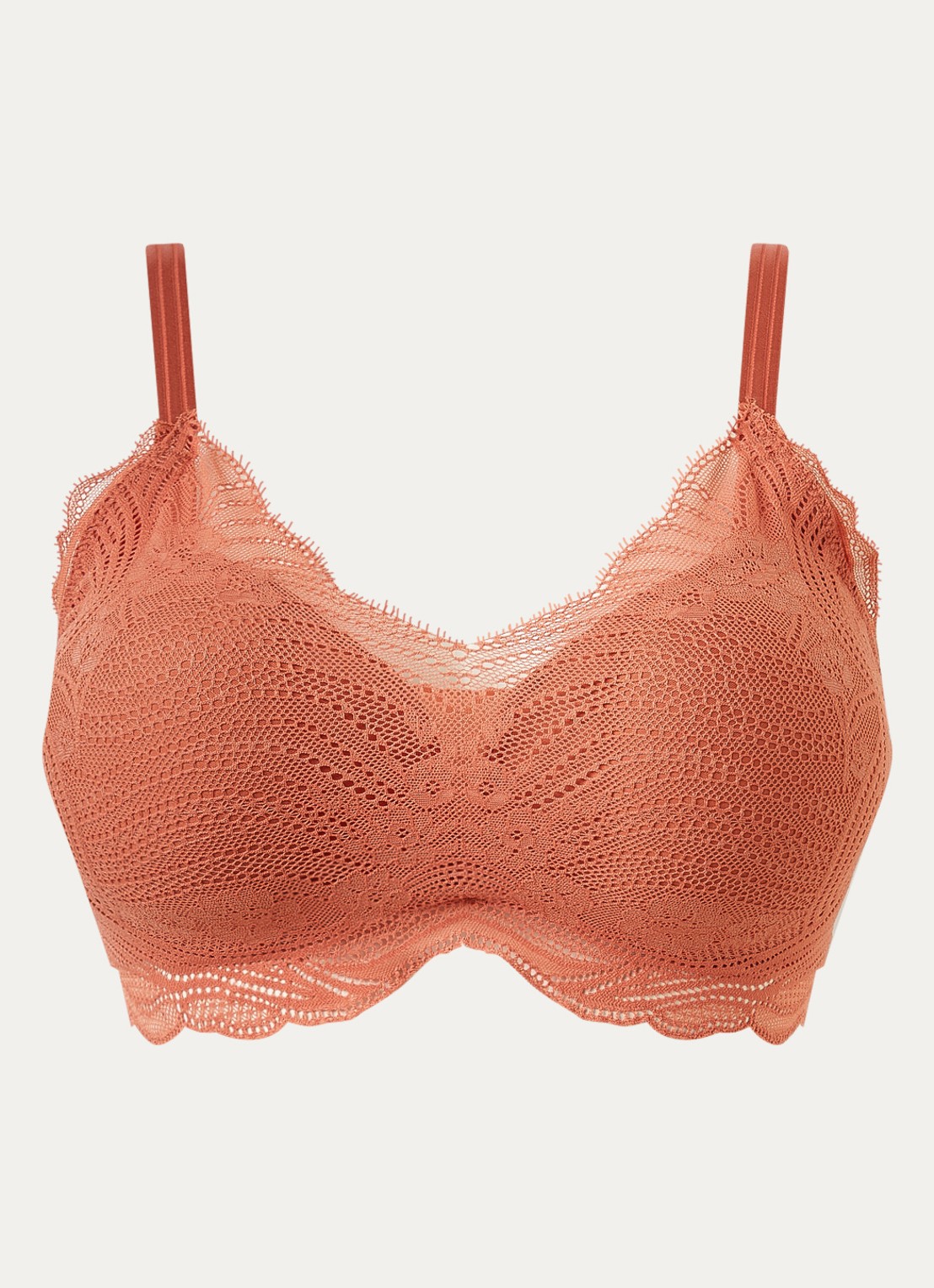 Triumph Lift Smart voorgevormde push-up bh met overlay van kant - voorkant donkeroranje