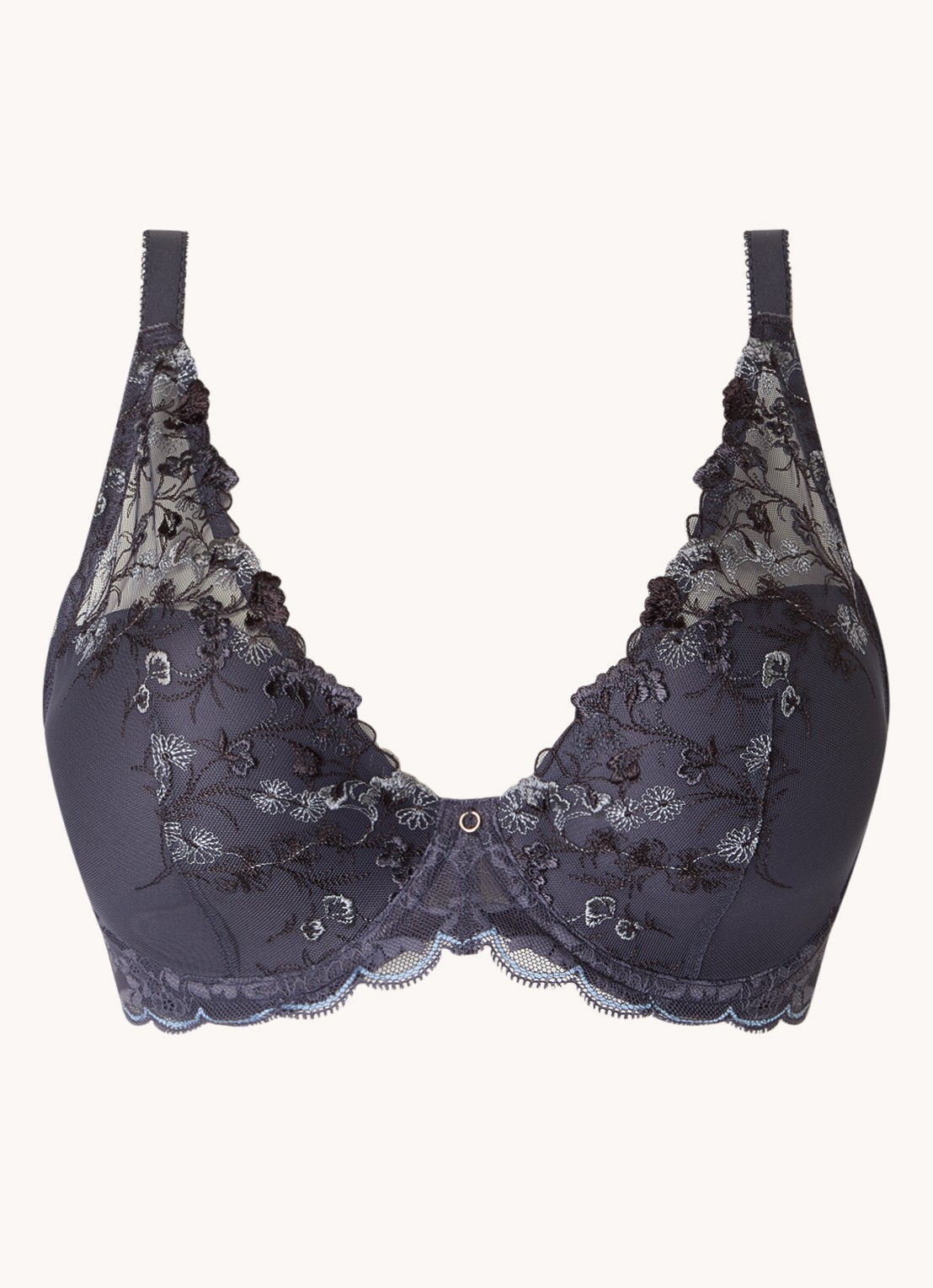 Triumph Sensual Spotlight voorgevormde bh met overlay van kant - voorkant 2 donkerblauw