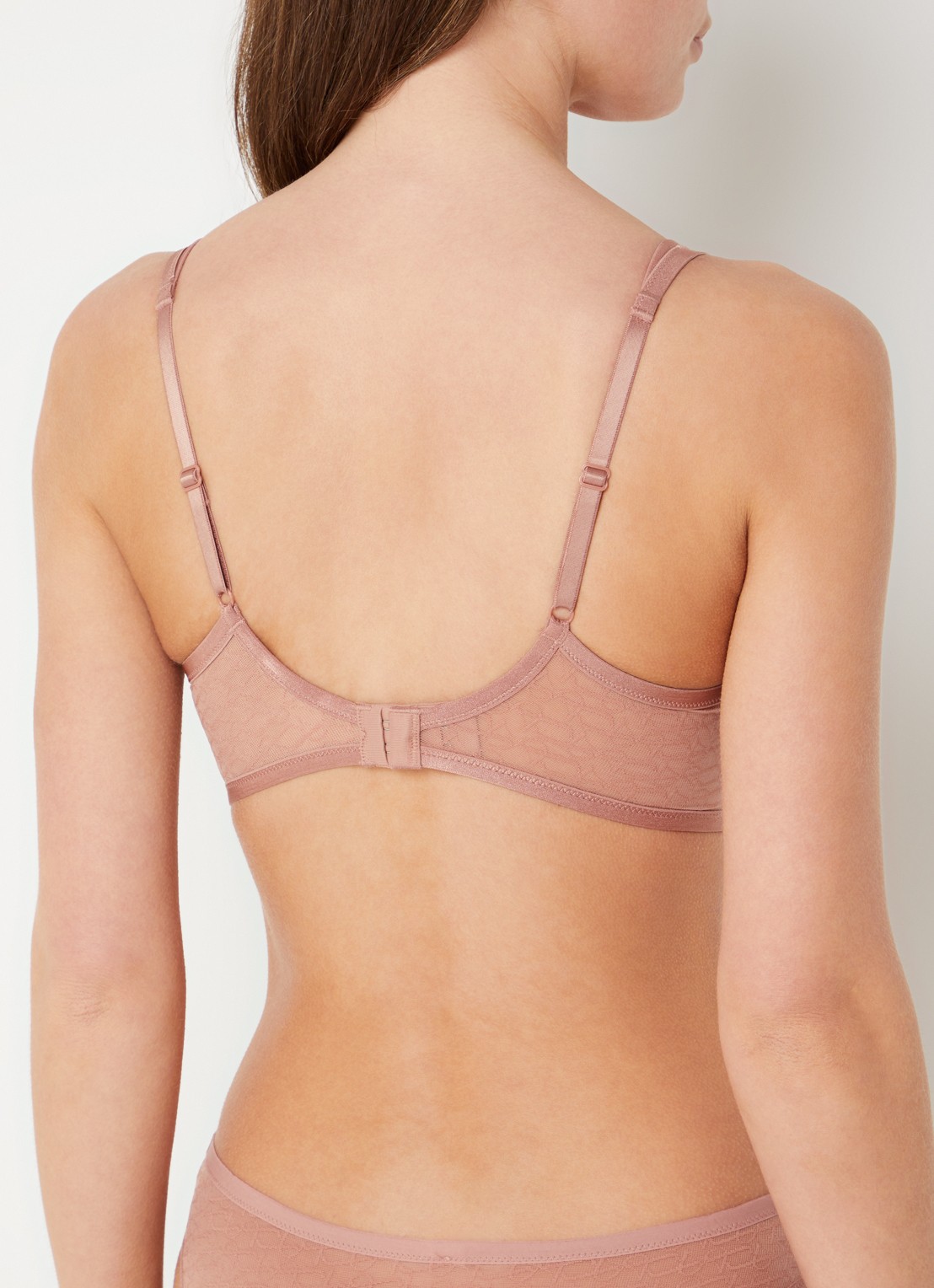 Triumph Triumph Signature beugel bh van mesh met overlay logoprint - achterkant 3 roestbruin