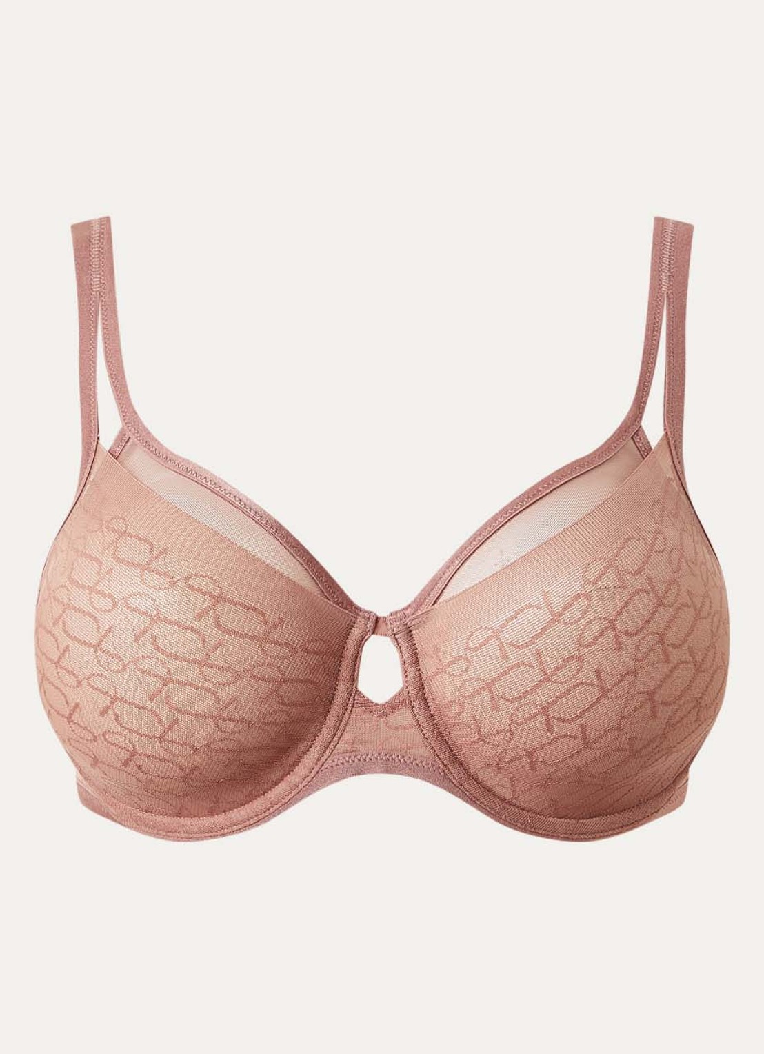 Triumph Triumph Signature beugel bh van mesh met overlay logoprint - voorkant roestbruin