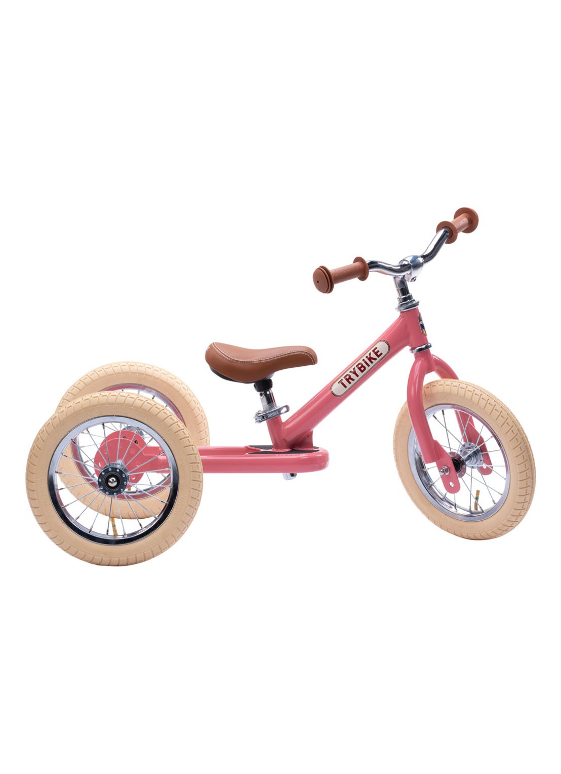 Trybike 2-in-1 loopfiets van staal - voorkant roze